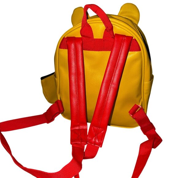 Disney Winnie The Pooh Girls Bag Yellow Mini Backpack Red Strap Honeypot Keychai